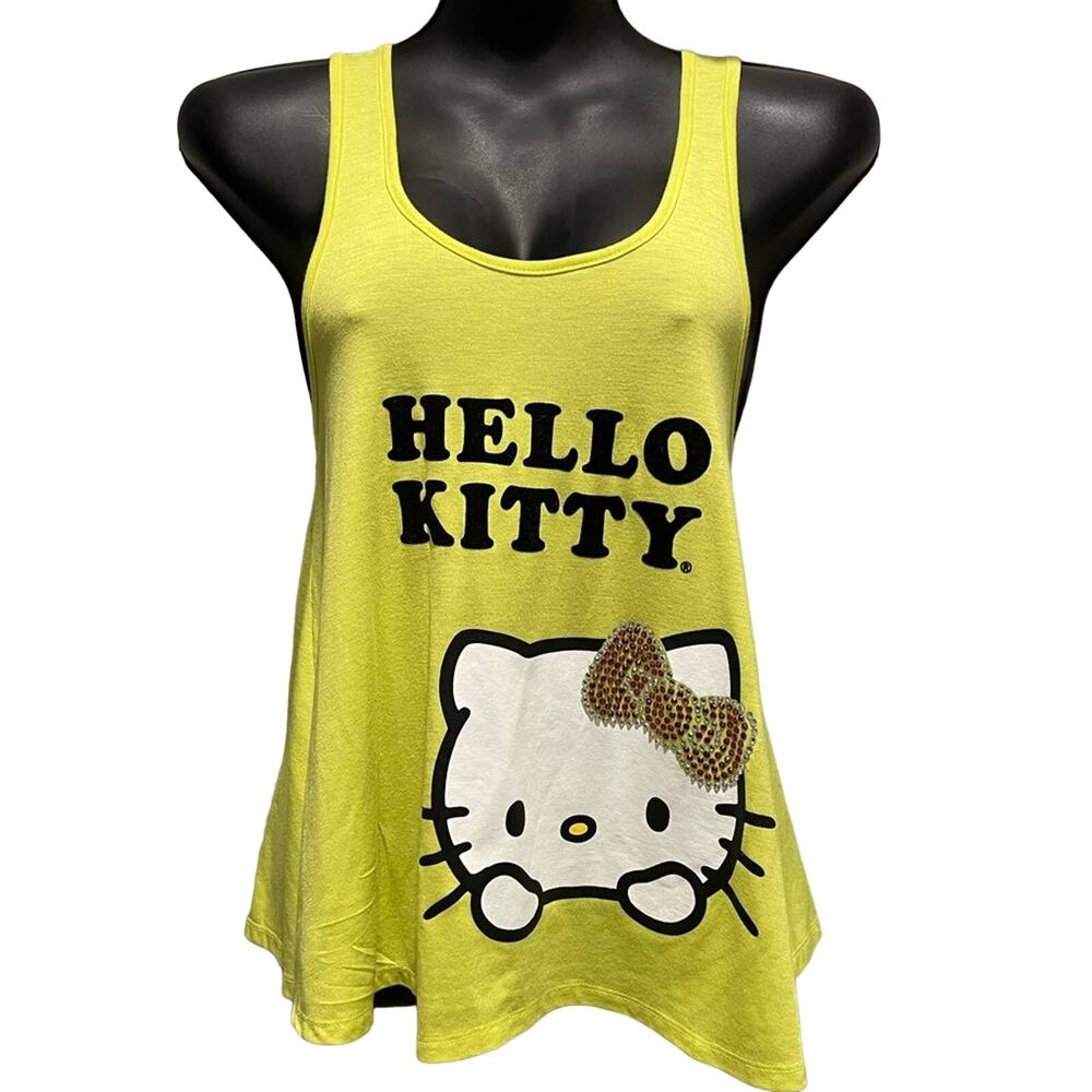 Hello Kitty Racerback Tank-top with Rhinestone Bow Detail - Size Small